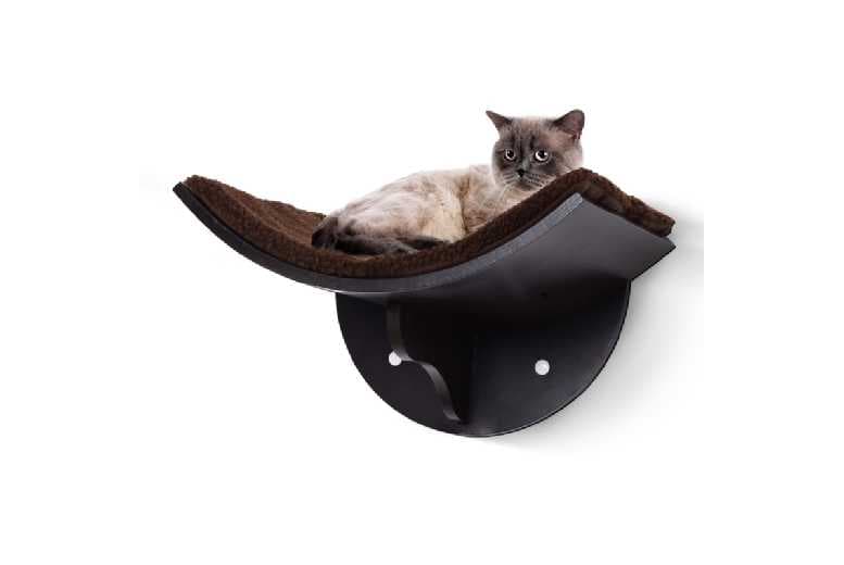 Wall-Mounted Cat Shelf Bed - Space-Saving Mdf Perch With Fleece Cushion, Modern Design, 4.5Kg Capacity