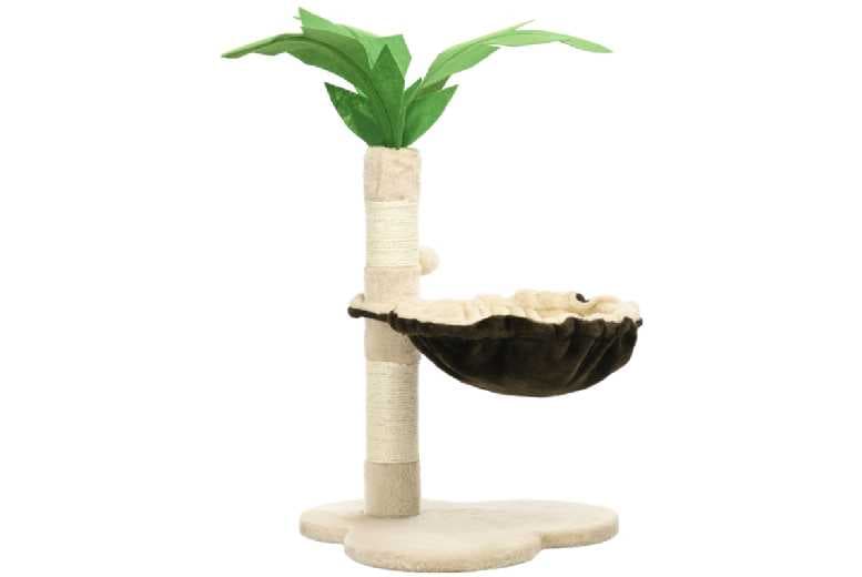 68Cm Sisal & Plush Coconut Cat Tree With Scratching Post, Ball Toy & Hammock - Modern Multi-Level Tower