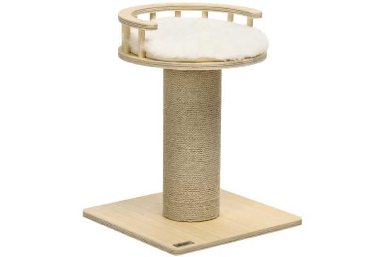 52Cm Modern Cat Tree With Perch & Washable Cushion - Natural Particleboard & Sisal Post