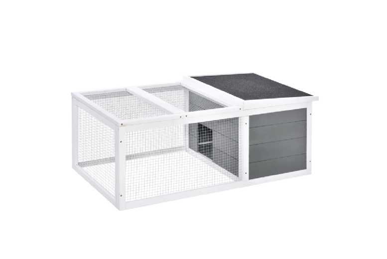 Rabbit Hutch & Small Animal Cage With Asphalt Roof - Spacious Guinea Pig & Chinchilla Habitat, Easy Clean