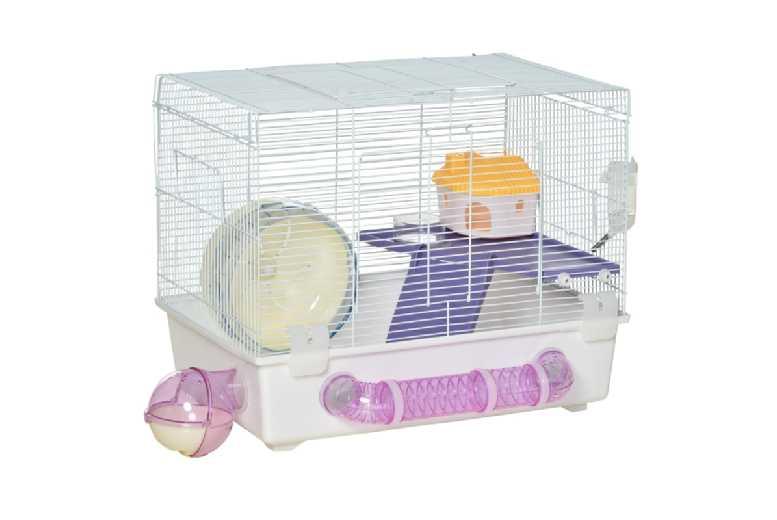 2-Tier Hamster Cage With Tubes, Multi-Level Small Animal Habitat - Easy Access & Starter Kit