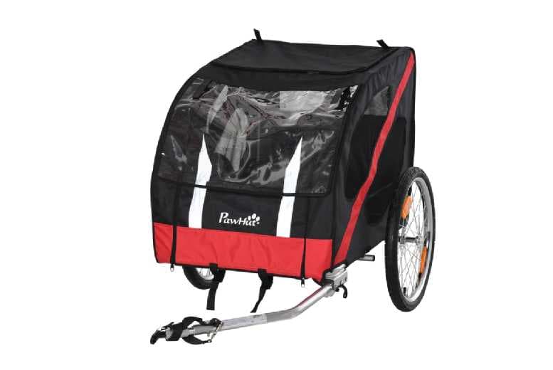Dog Bike Trailer Stroller Wagon - Heavy-Duty, Waterproof, All-Breed, Red/Black