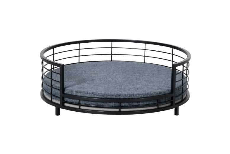 Raised Dog Bed With Removable Cushion - Elevated, Secure, Small Breeds, Black