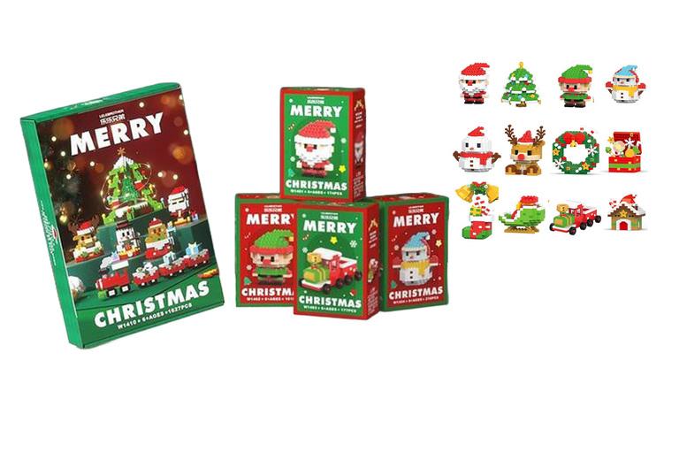 Christmas Mini Building Block Set For Diy Holiday Decor - 6 Or 12 Pieces