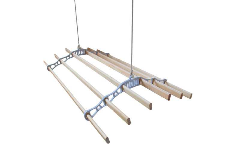 Ceiling Pulley Clothes Airer - Eco-Friendly Drying Rack, 1.4M, Heavy-Duty Pine & Cast Iron