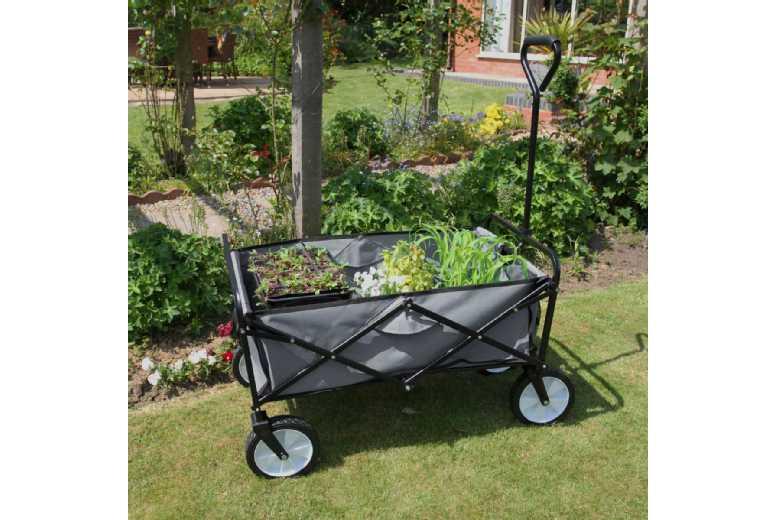 Price Drop! Foldable Heavy-Duty Garden Cart Wagon - 70Kg Capacity, Steel Frame, Water-Resistant Liner