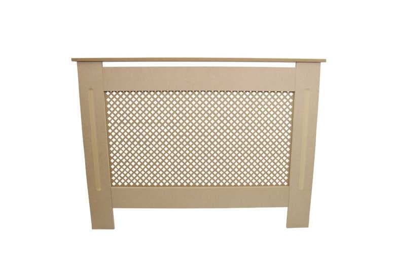 Radiator Cover Mdf Unfinished 1115Mm - Modern Trellis Design, Child Safe, Ready To Paint