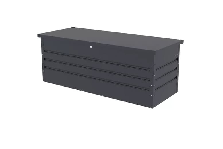 600L Grey Weatherproof Outdoor Garden Storage Box - Lockable Lid & Ventilated