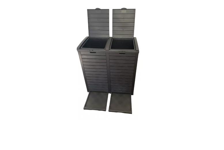 230L Plastic Waste Bin With Weather-Resistant Double-Lid And Drip Trays - Black Or Brown