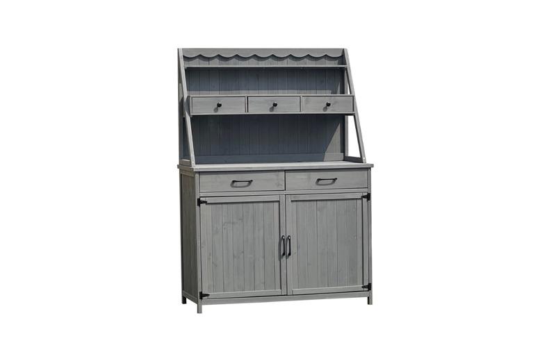 Beatrix Wooden Potting Table With Five Drawers And Large Cabinet Storage