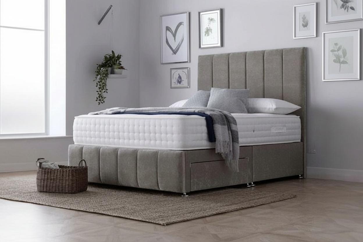 Divan Bed With Storage Drawers - Premium Naples Fabric