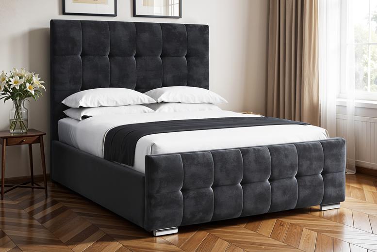 Charcoal Upholstered Ottoman Storage Bed With Lift-Up Mechanism