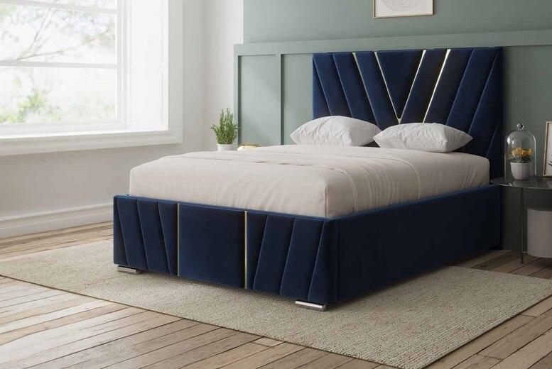 Blue Plush Sadie Ottoman Storage Bed W/Storage Options