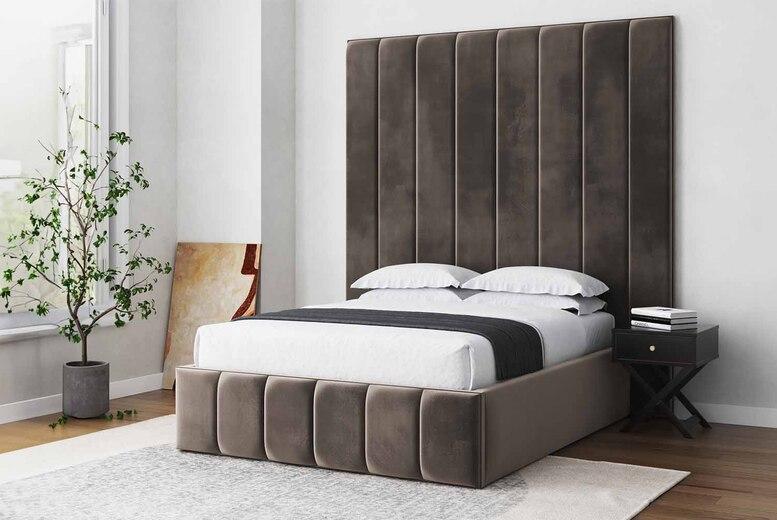 Elegant Brown Plush Ottoman Bed Frame & Base