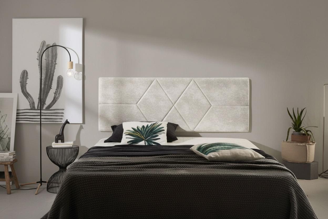 Upholstered Two Fabric Rhombus Wall-Mounted Headboard - Premium Storage & Fabric Options