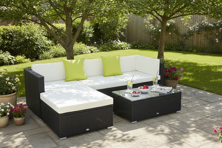 4‑Seater Modular Rattan Outdoor Sofa Set With Coffee Table