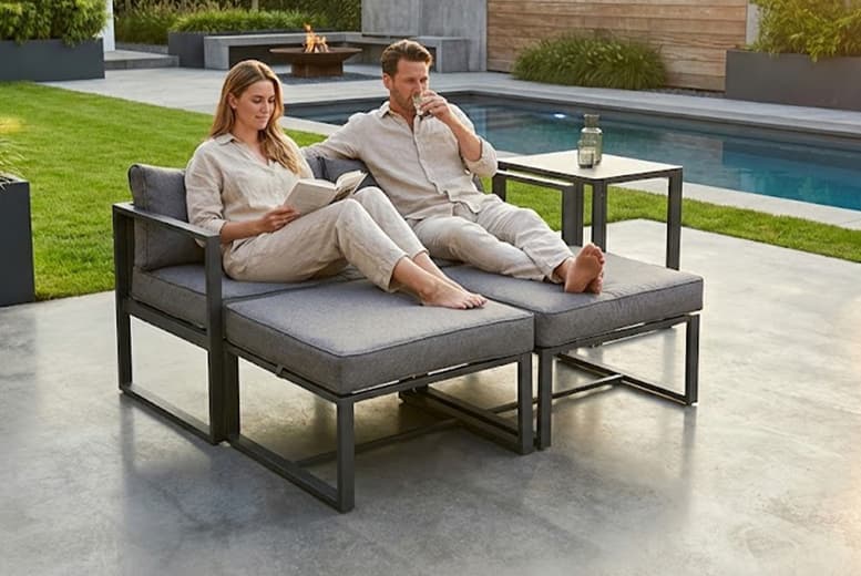 Contemporary 5-Piece Aluminium Garden Set With Cushions & Table