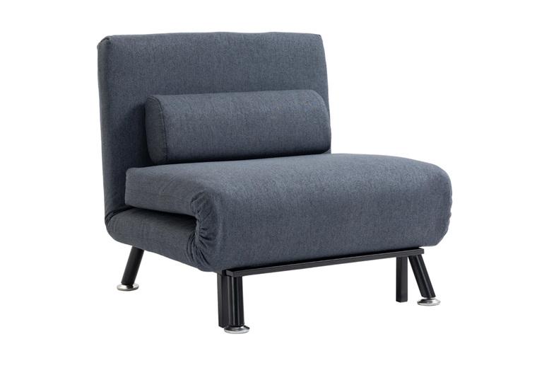 Dark Grey Faux Suede 5-Position Single Sofa Bed - Modern Convertible Chair