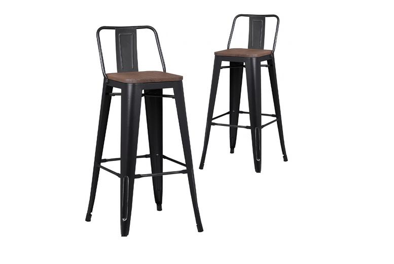 2 Metal Kitchen Bar Stools - Black, Grey Or Copper