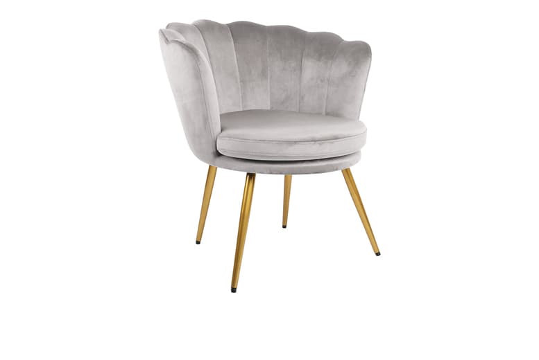 Flora Upholstered Velvet Accent Chair - Petal Back, Gold Legs, Multiple Colours