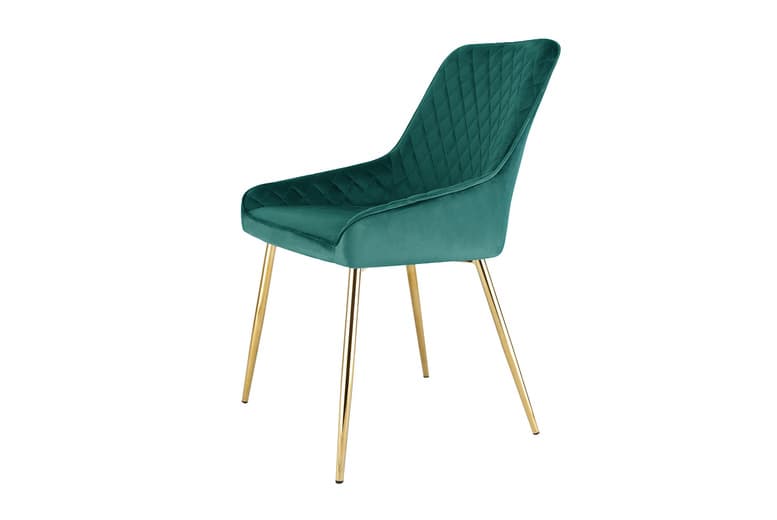 Hamilton Velvet Dining Chair - Modern Velvet Upholstered Dining Room Chair With Gold Metal Legs, Choice Of Green, Grey Or Pink