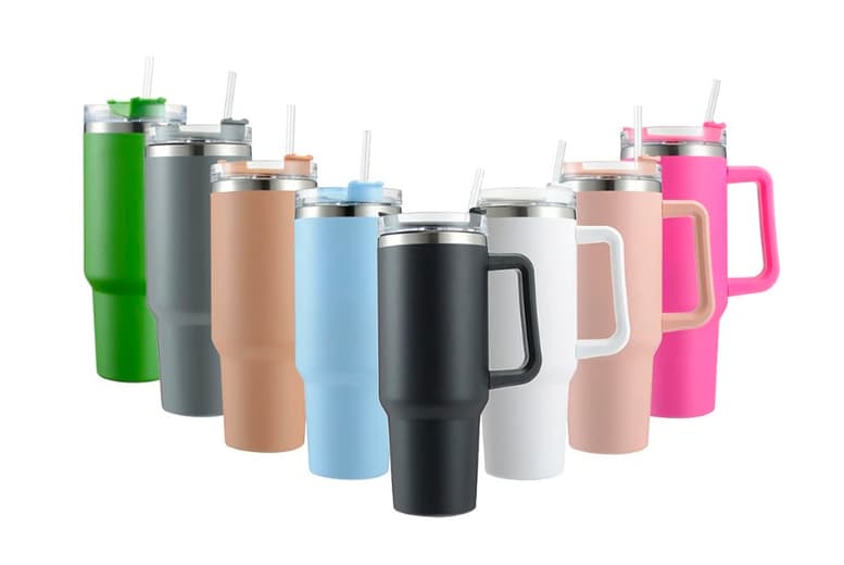 40Oz Stainless Steel Insulated Mug With Straw In 14 Colours