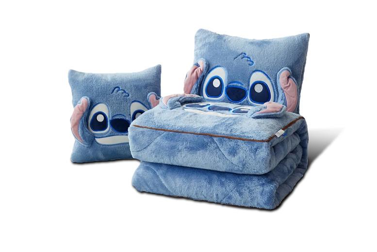 Lilo & Stitch  2-In-1 Plush Polyester Pillow Blanket - Small Or Large, Soft Furnishing