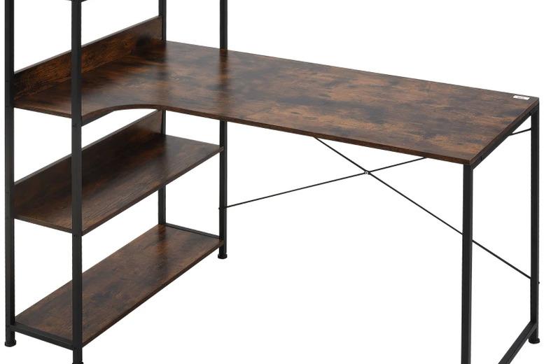 Contemporary Metal Frame Space-Saving Dining Table With 4-Tier Storage Shelf - Industrial Style, Compact Seating