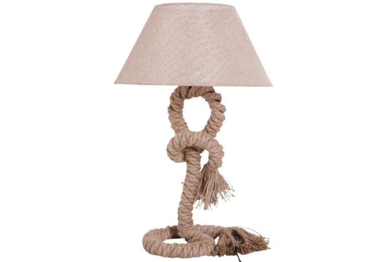 Linen Table Lamp - Nautical Twisted Rope Base, Durable Hemp & Metal, Coastal Home Decor Lighting