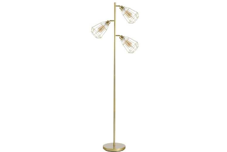 Modern Gold Metal Adjustable Floor Lamp - 3-Light Industrial Steel, 165Cm, Compact Design