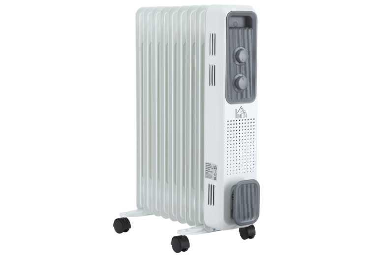Modern Oil-Filled Radiator Heater - Energy-Efficient Portable Home Heater, 2180W, 9 Fins, Adjustable Thermostat, Safety Features, Castors