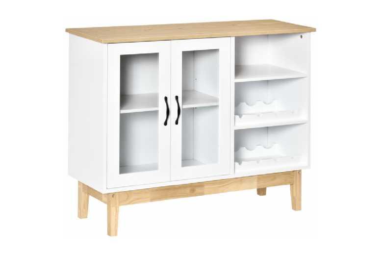 Modern Wooden Wine Storage Cabinet - Compact 8-Bottle Sideboard Organizer