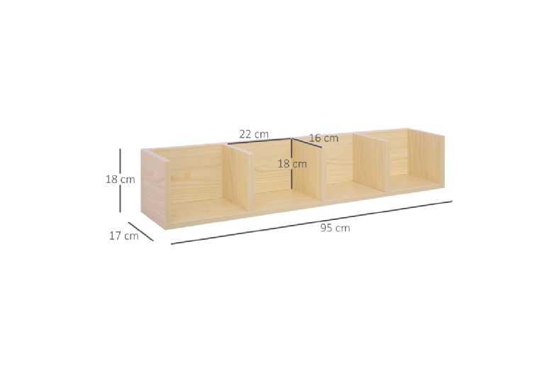 Wooden Wall-Mounted Media Storage Shelf - Minimalist, 95Cm Wide, 10Kg Capacity