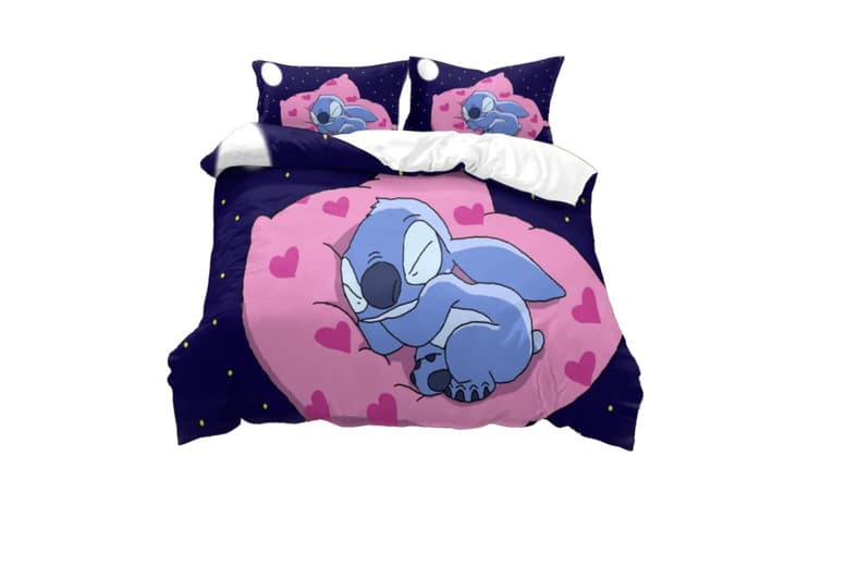 Kids Cartoon Duvet Cover Set - Soft Polyester, Machine Washable, Multiple Sizes, Disney- Lilo & Stitch Designs