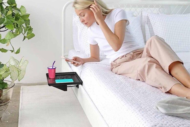 Space Saving Clip On Bedside Shelf - White Or Black