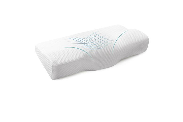 Orthopedic Contour Memory Foam Pillow - Ergonomic Butterfly Cervical Support, Adaptive Polyester/Cotton, Lightweight