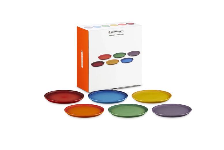 Le Creuset Stoneware Rainbow Plates - Set Of 6 Vibrant Colours