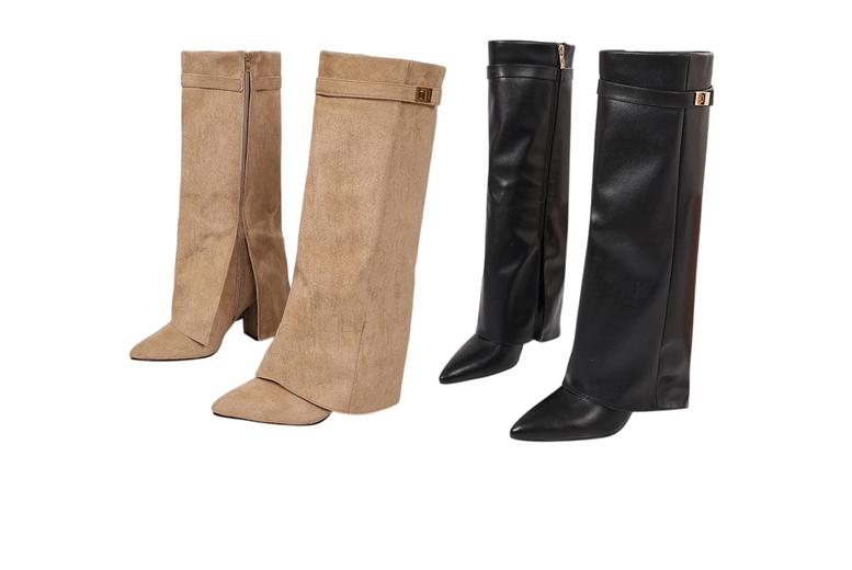Women's Knee-High Pointed Toe Boots - 6 Sizes & 2 Colours