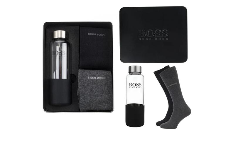 Hugo Boss Men'S 2-Pair Socks & Water Bottle Gift Set