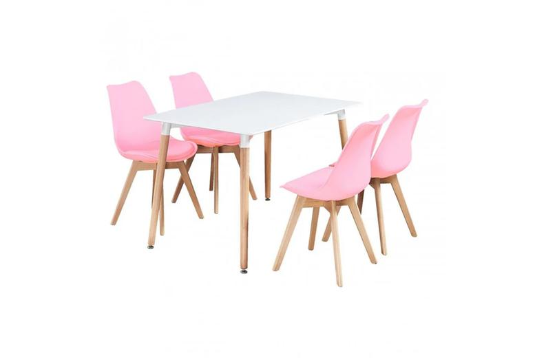 Modern Scandi Dining Table Set With 4 Stylish Lorenzo Chairs
