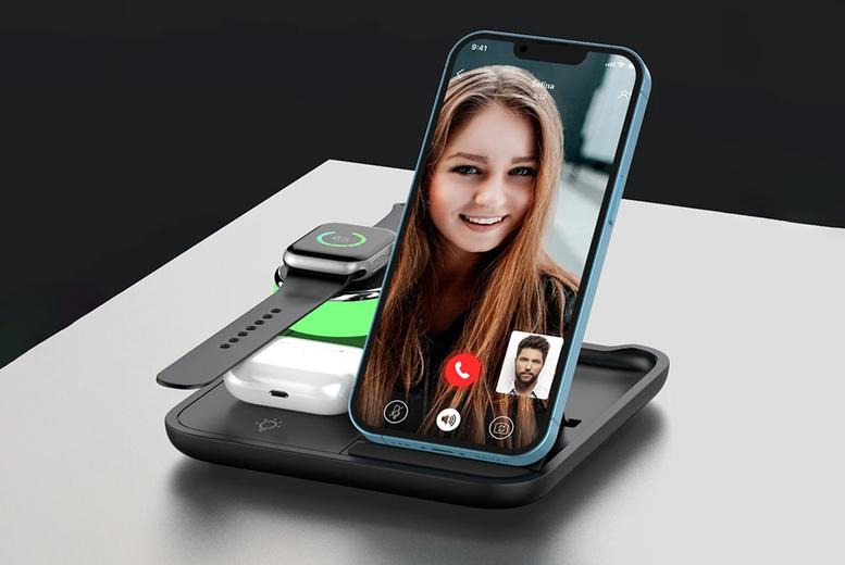 Foldable 4-In-1 Wireless Charger - Fast Charging For Iphone, Samsung & Qi Devices