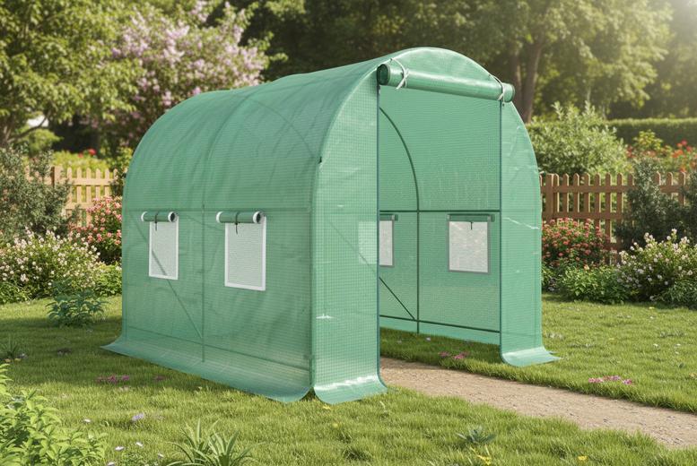 Walk-In Polytunnel Greenhouse With Roll-Up Door - 2.5 X 2M