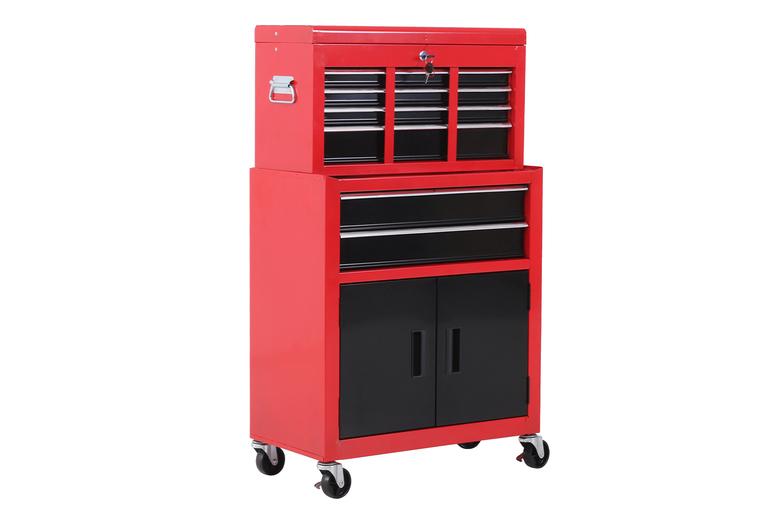 Metal Tool Chest Cabinet With 6 Drawers, Wheels & Locking Top