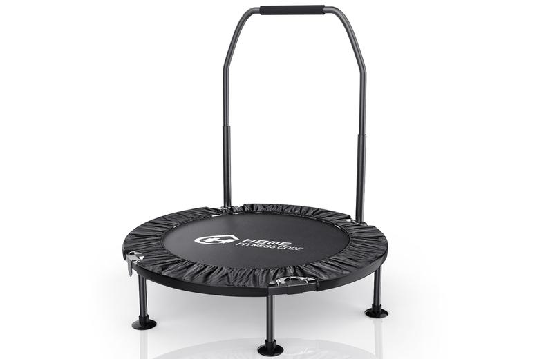 40'' Folding Fitness Trampoline With Height Adjustable Handlebar