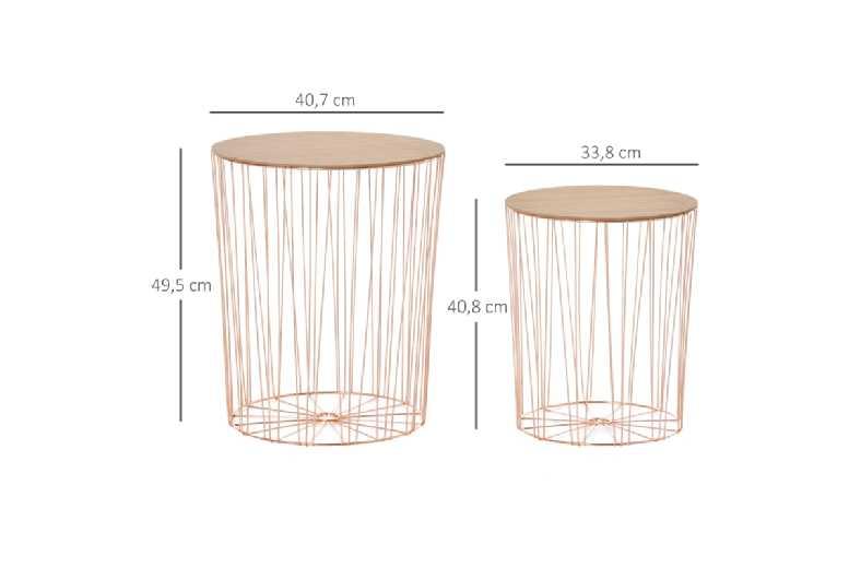 Contemporary Rose Gold Metal Dining Table Set - Space-Saving Lift-Top Duo, Modern Nesting Tables