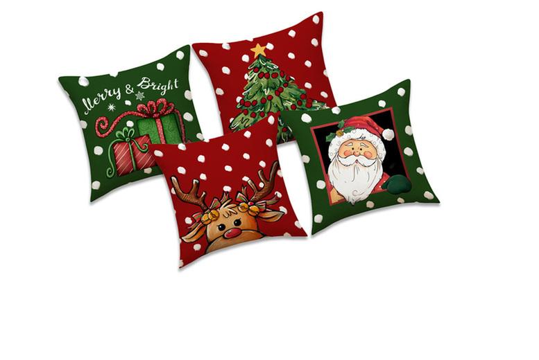 Price Drop! Decorative 4Pc Linen Christmas Cushion Cover Set!