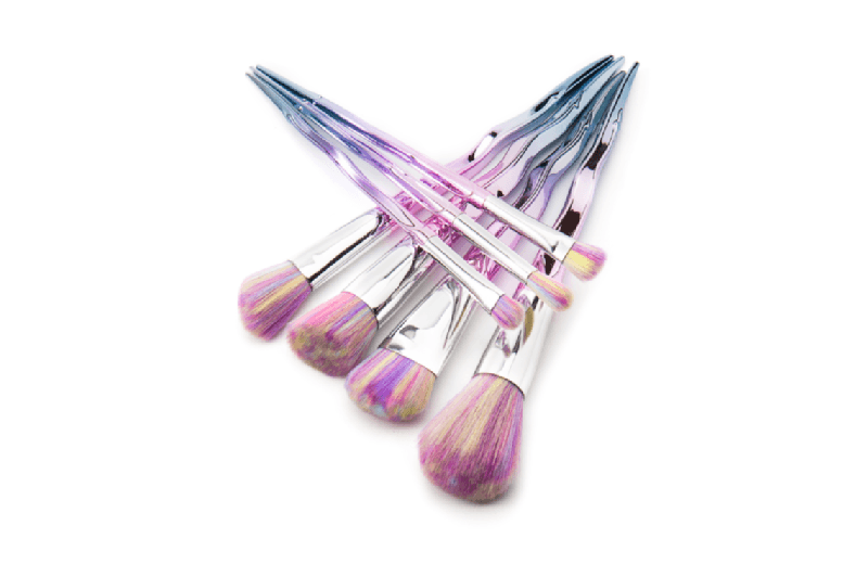 Luxurious 7-Piece Makeup Brush Set - Vegan, Soft Synthetic Bristles, Rainbow Finish