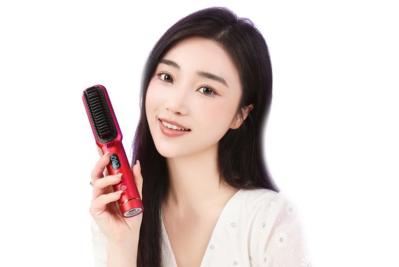 Cordless Heated Hair Straightening Brush - Ionic, Fast Heat-Up, Lcd Option, Compact Design