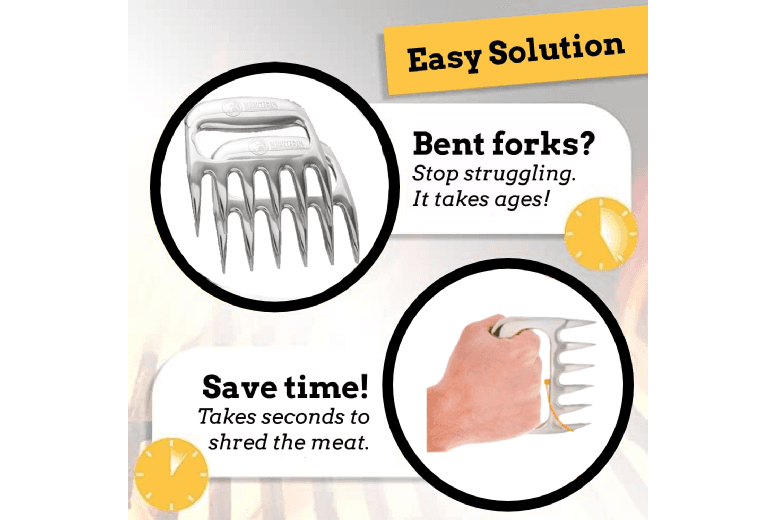 Stainless Steel Bbq Meat Claws - Heavy-Duty Shredder Tool, Ergonomic Grip, Large Size
