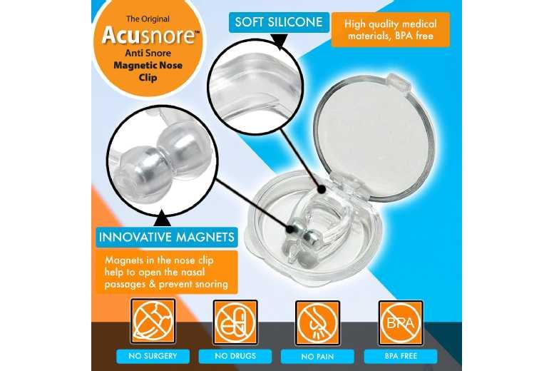 Acusnore Magnetic Anti-Snore Nose Clip - At Home Snoring Relief Device